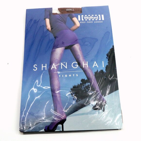 New Wolford Rare Shanghai Printed Tights Small Pine Brown 18220 - Picture 1 of 4